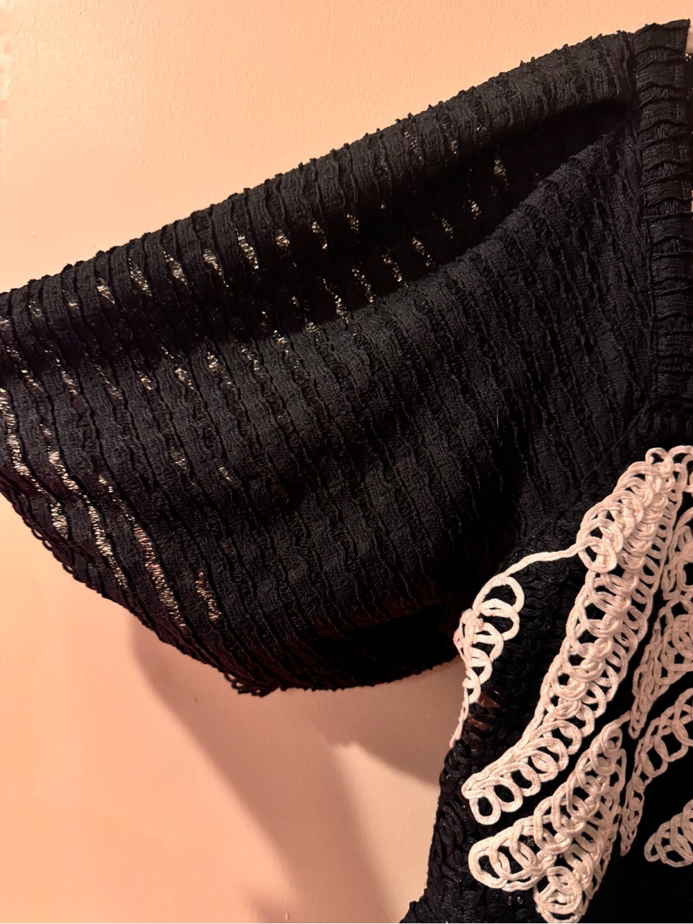 Anthropologie x Sarah Hann Black Flutter-Sleeve Crochet Top - size large - Picture 5 of 11